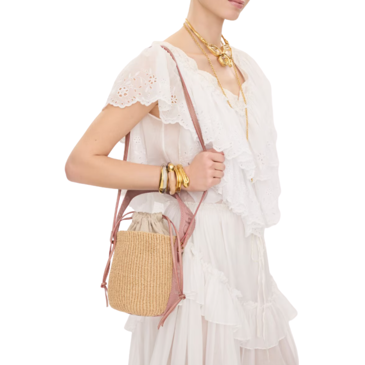 Chloé Small Woody Basket in Natural Fibers