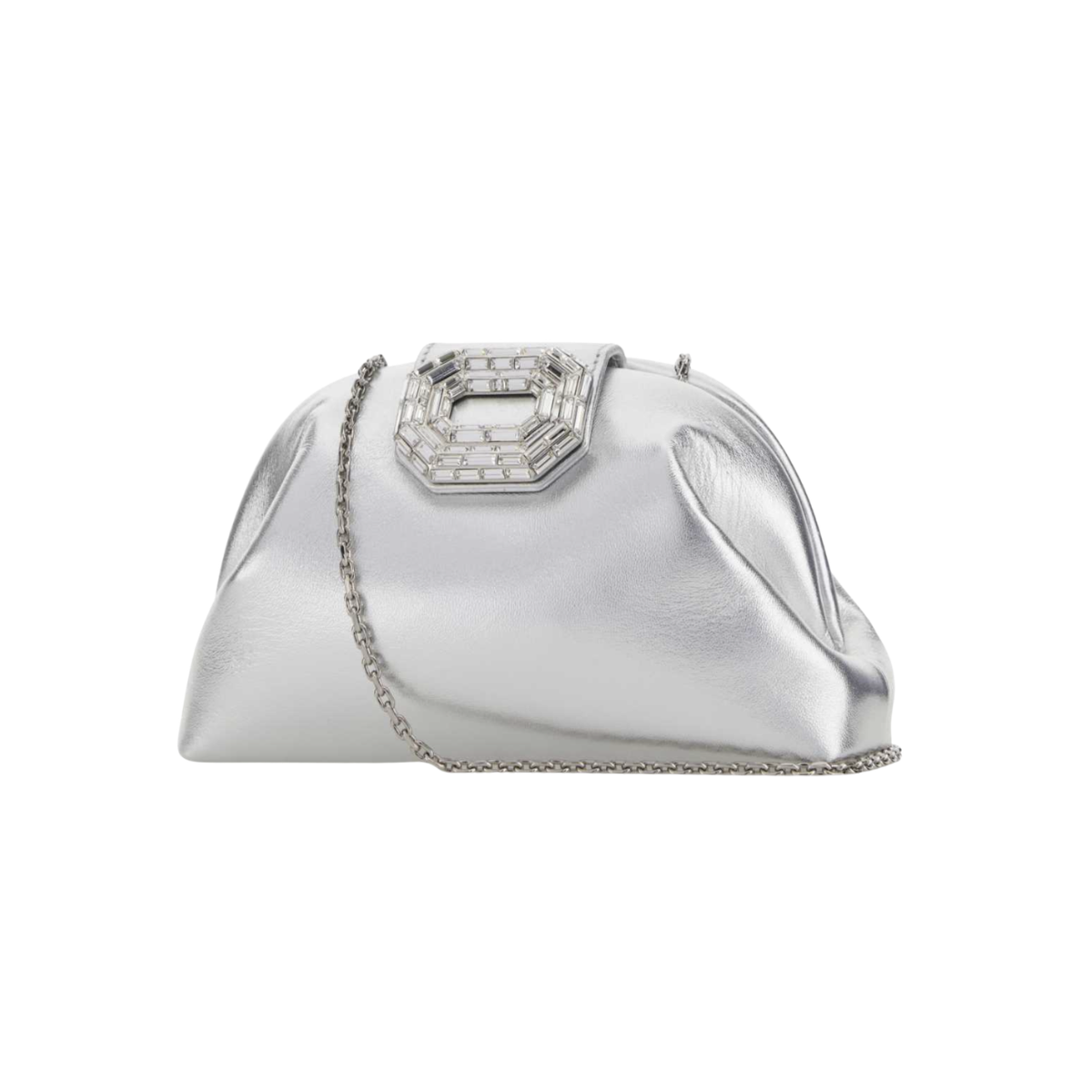 Amina Muaddi Camelia Clutch Silver Clutch