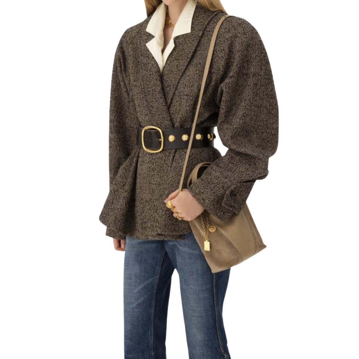 Chloé Small Spin Tote Bag in Grained & Suede Leather