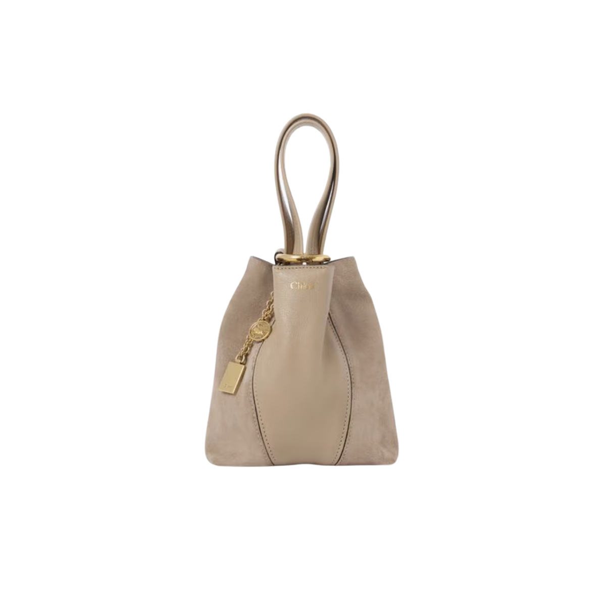 Chloé Small Spin Tote Bag in Grained & Suede Leather