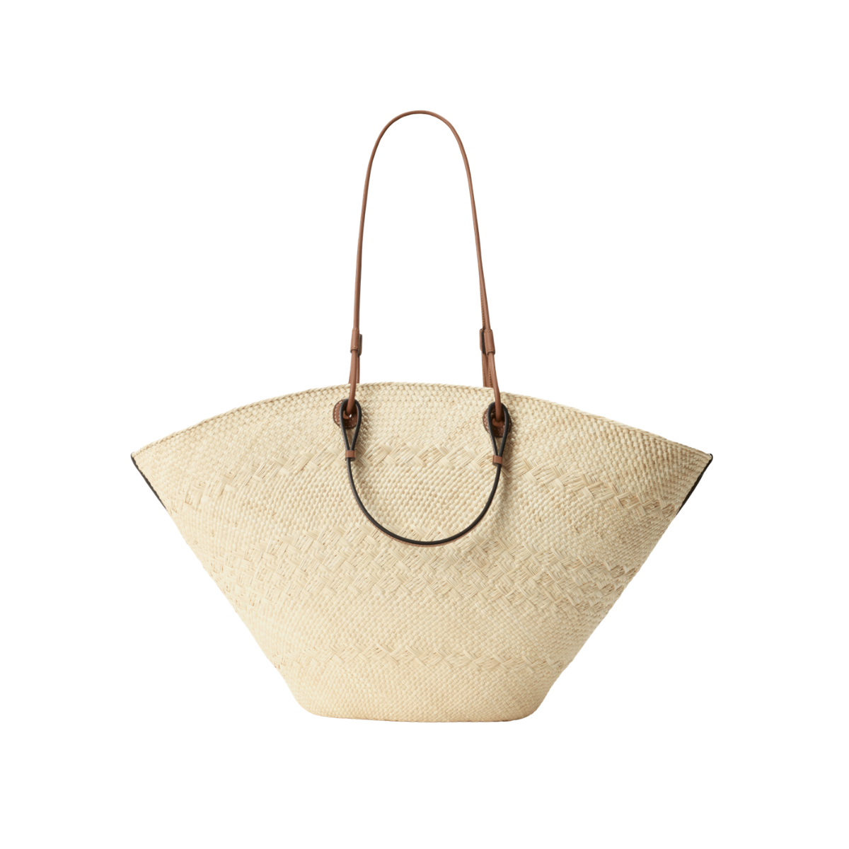 Loewe Large Anagram Basket Bag in Iraca Palm and Calfskin