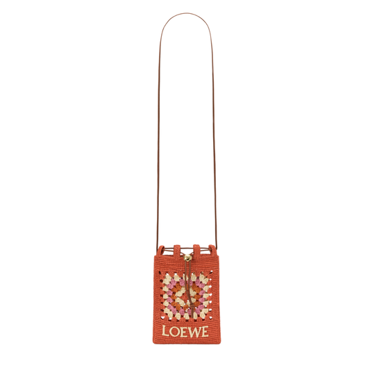 Loewe Drawstring Pocket in Classic Calfskin and Raffia