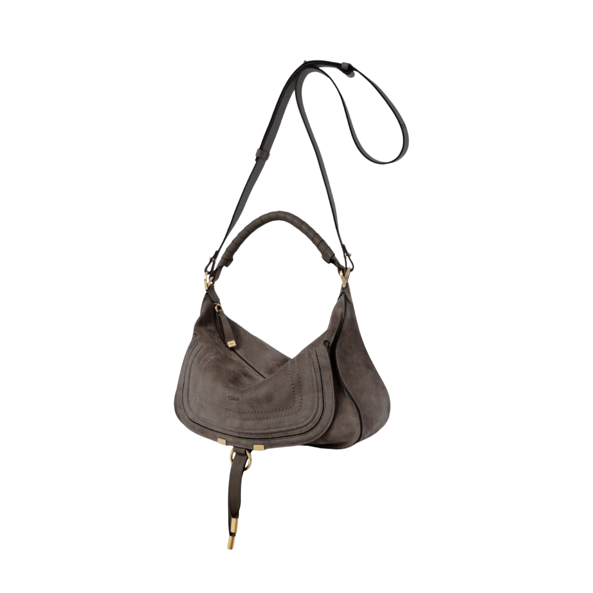Chloe Small Marcie Shoulder Bag in Suede Leather