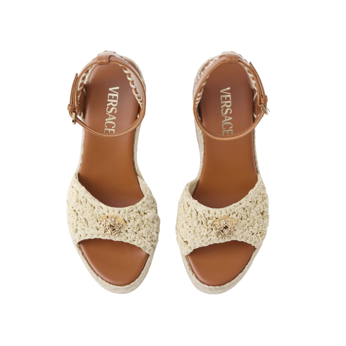 Versace La Medusa Nappa Wedge Sandals