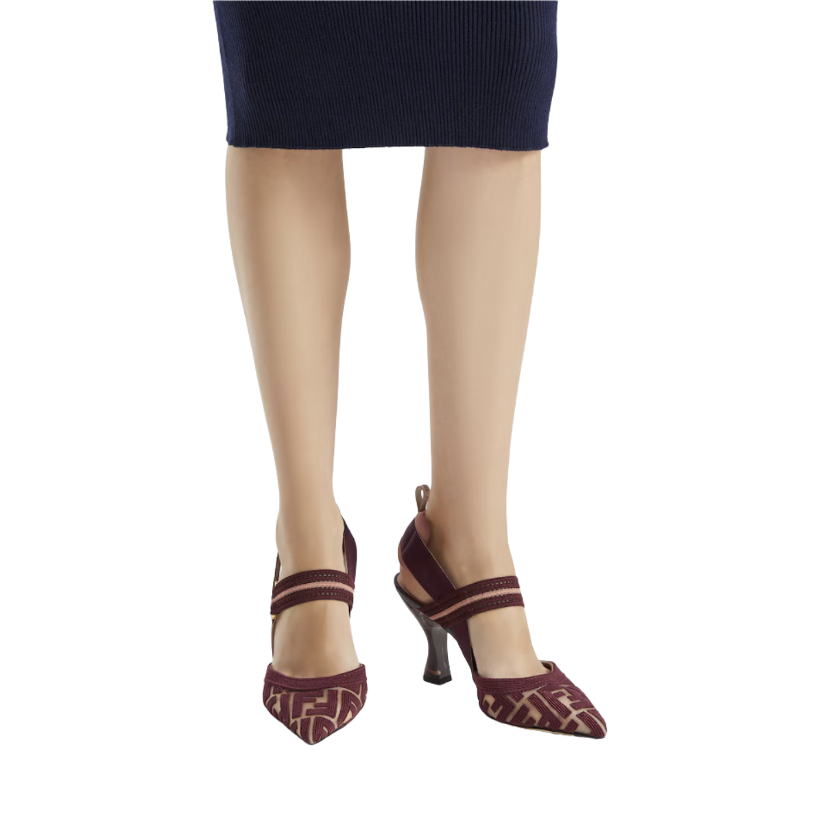 Fendi Colibrì FF Fabric High-Heeled Slingbacks