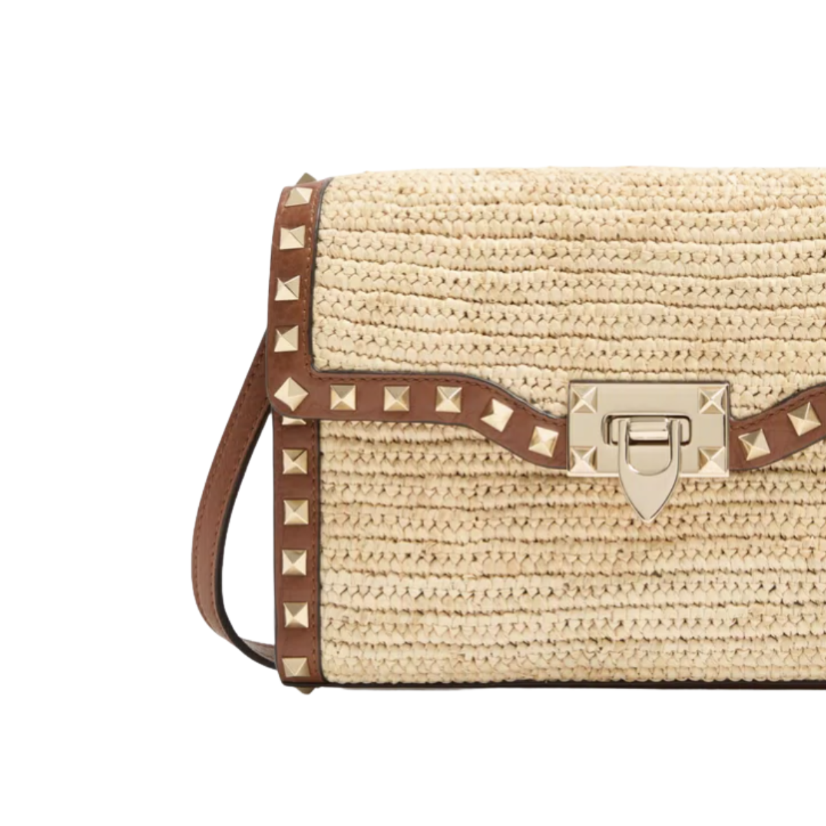 Valentino Garavani Rockstud Small Shoulder Bag in Raffia
