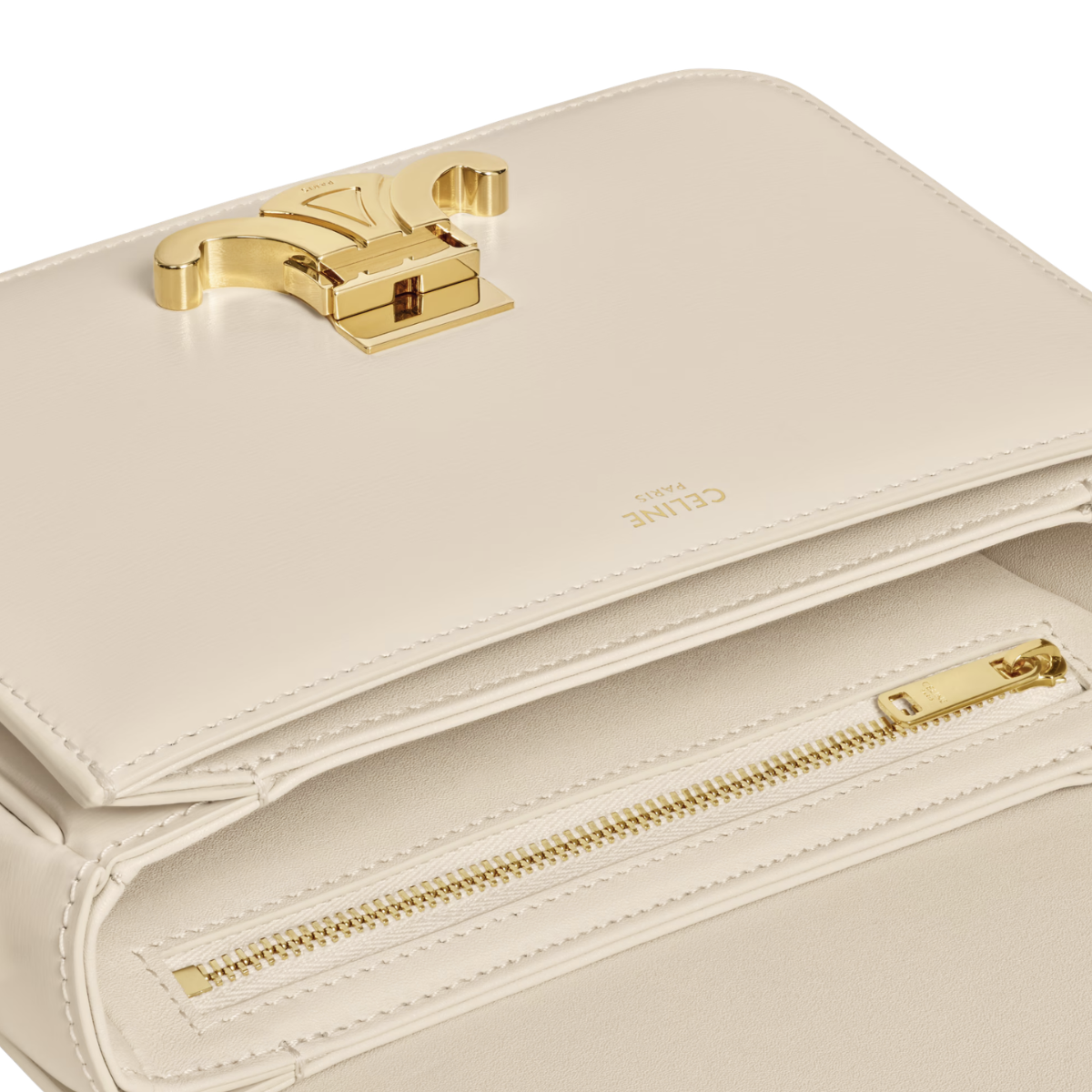 Celine Teen Triomphe Bag in Shiny Calfskin cream