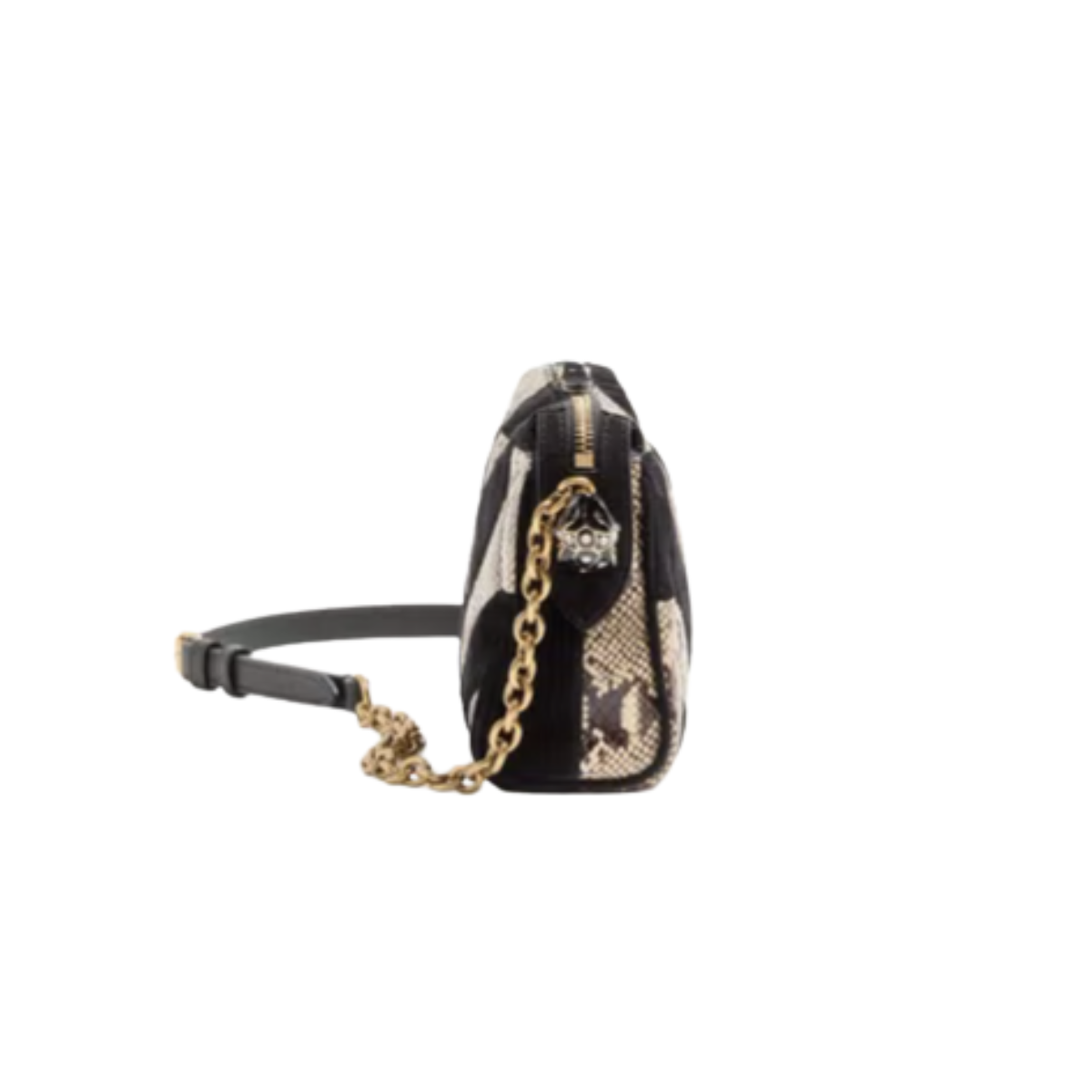 Valentino Garavani Panthea Small Shoulder Bag In Python And Suede With A Chevron Pattern