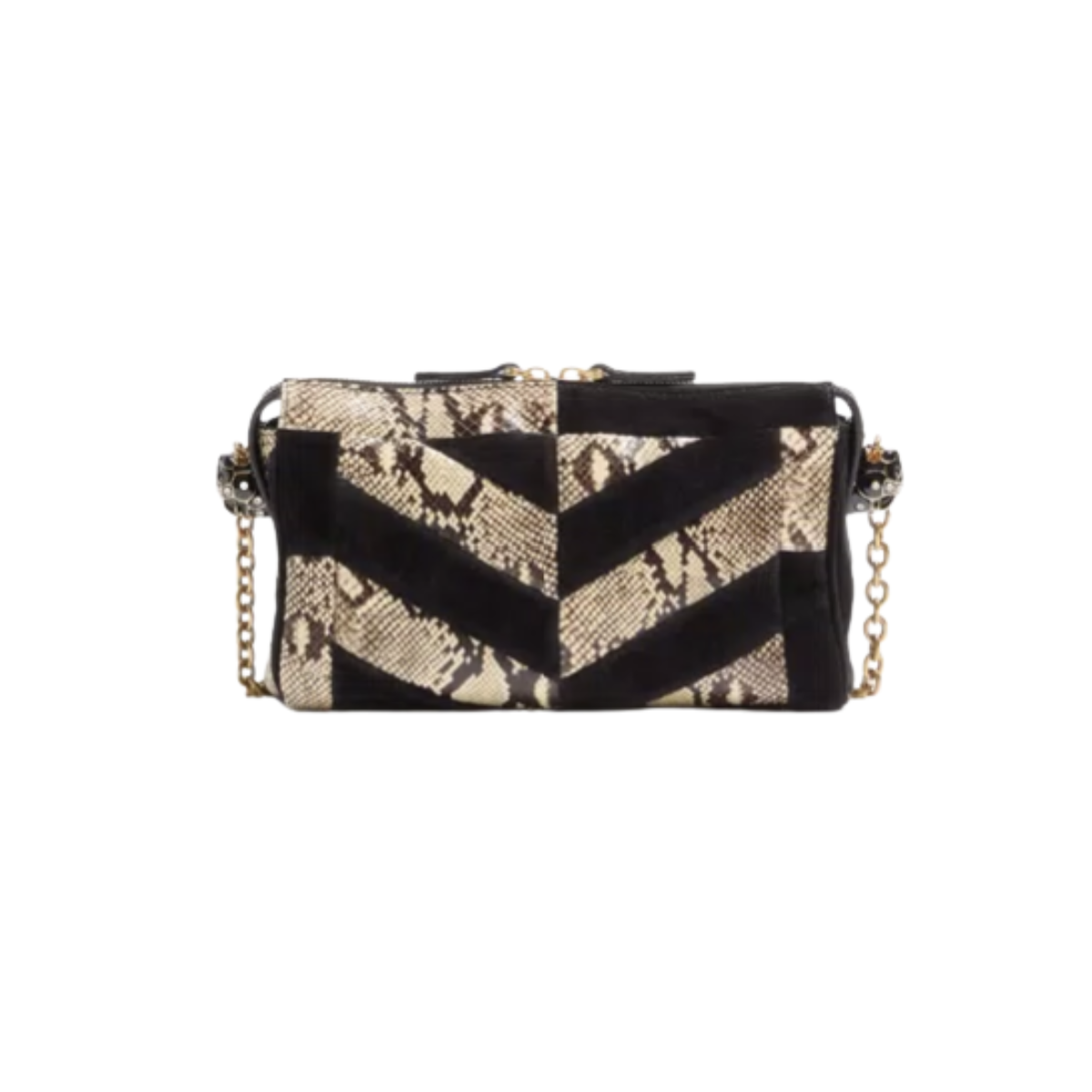 Valentino Garavani Panthea Small Shoulder Bag In Python And Suede With A Chevron Pattern