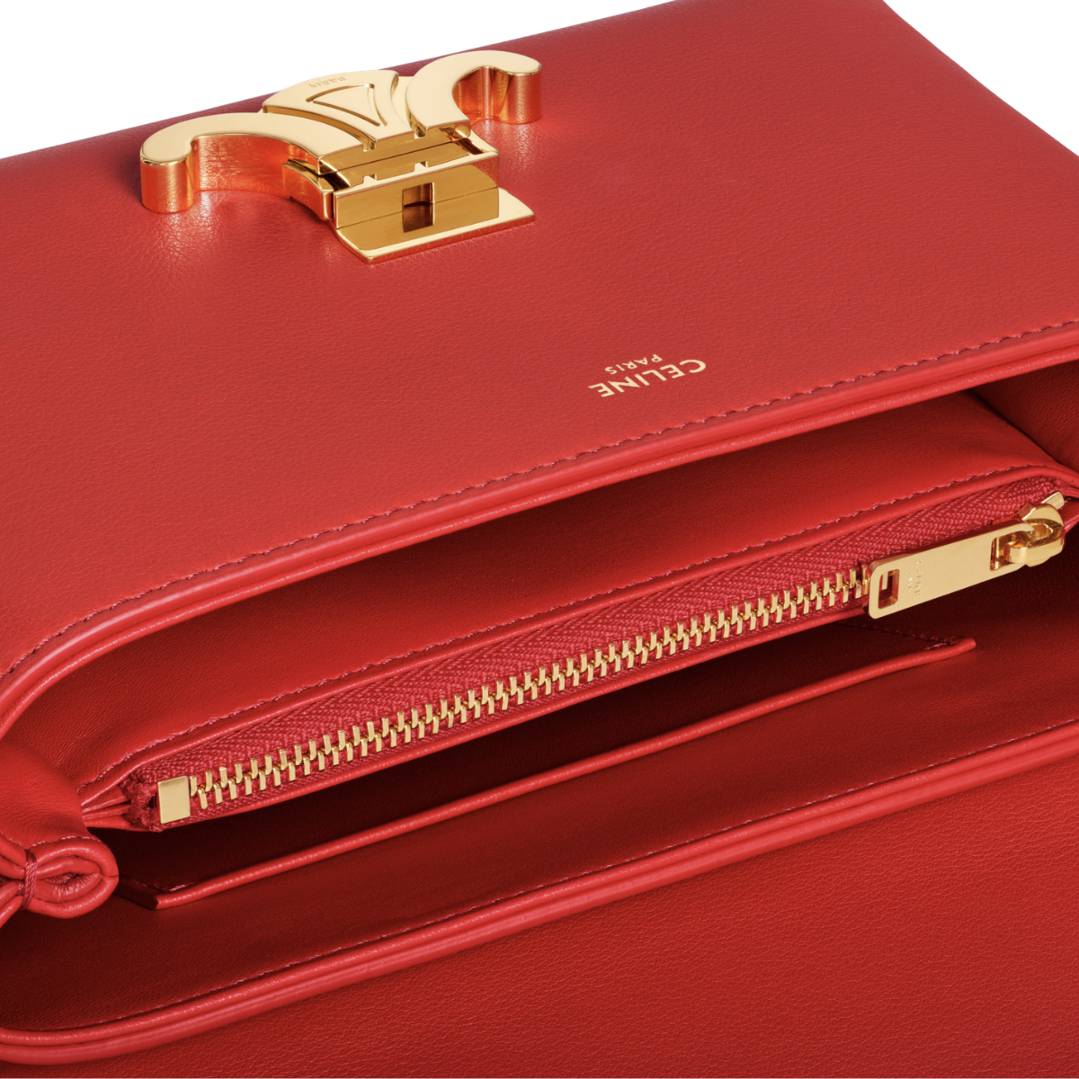 Celine Teen Nino Bag in Supple Grained Calfskin red