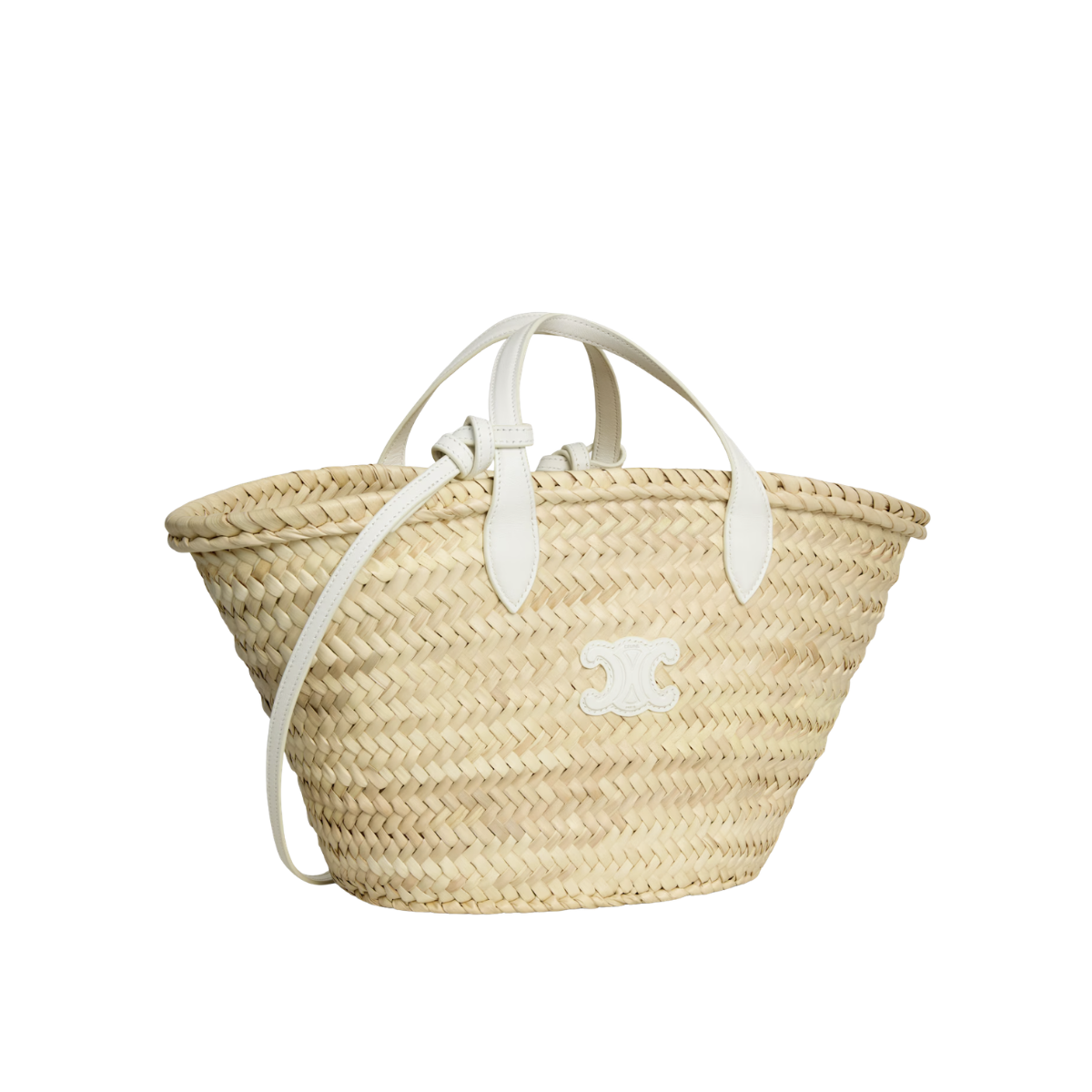 Celine Teen Triomphe Panier in Palm Leaves and Calfskin