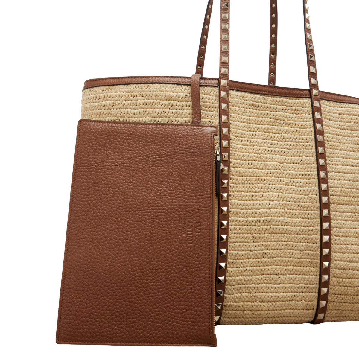 Valentino Garavani Rockstud shopping bag in raffia