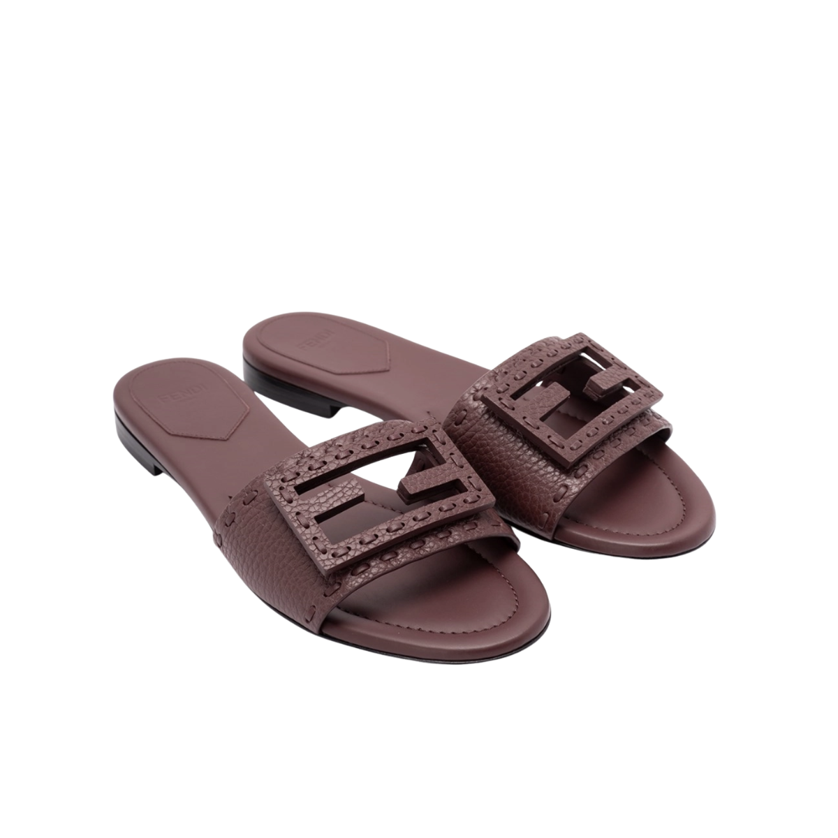 Baguette Burgundy Leather Slides