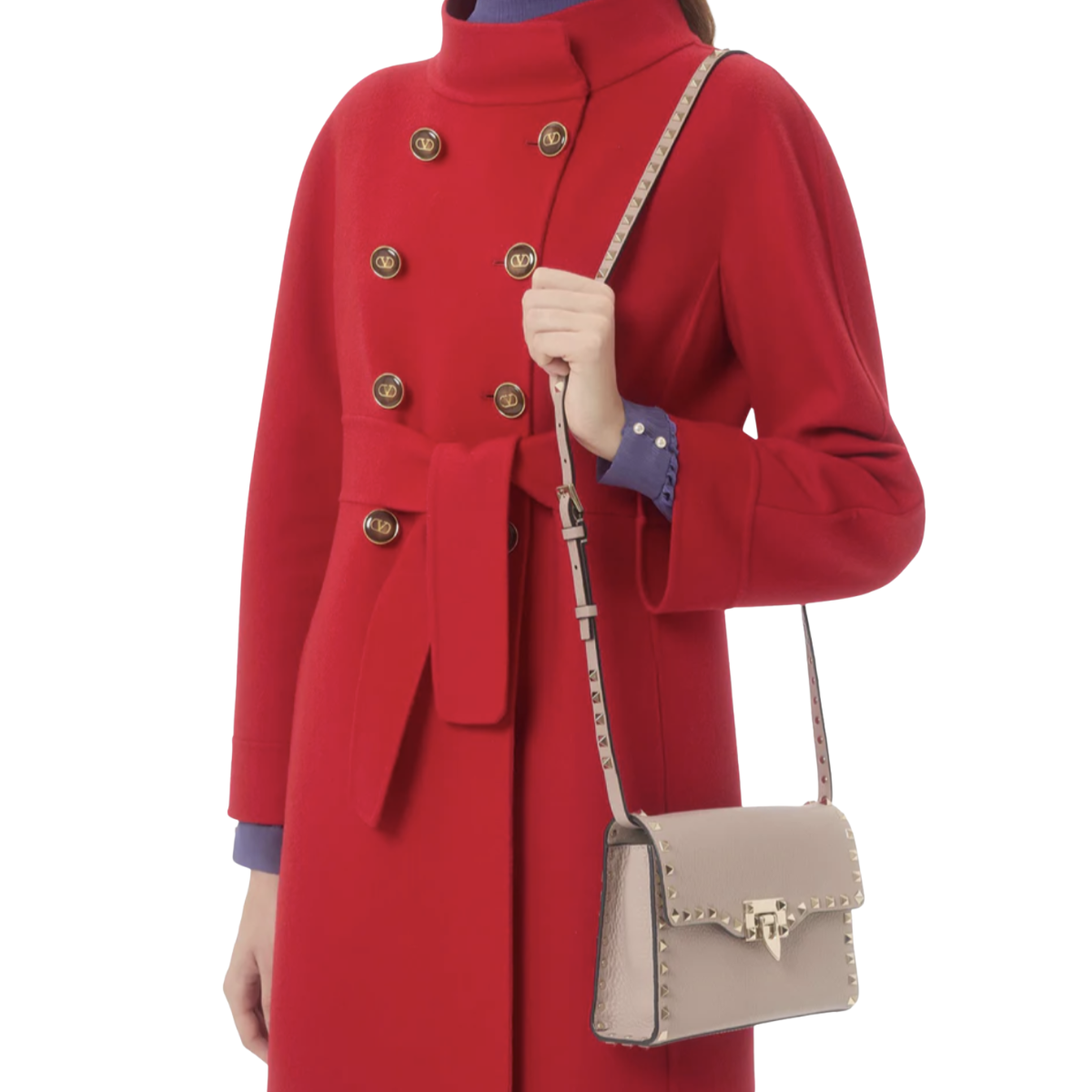 Valentino Garavani Small Rockstud Grainy Calfskin Crossbody Bag