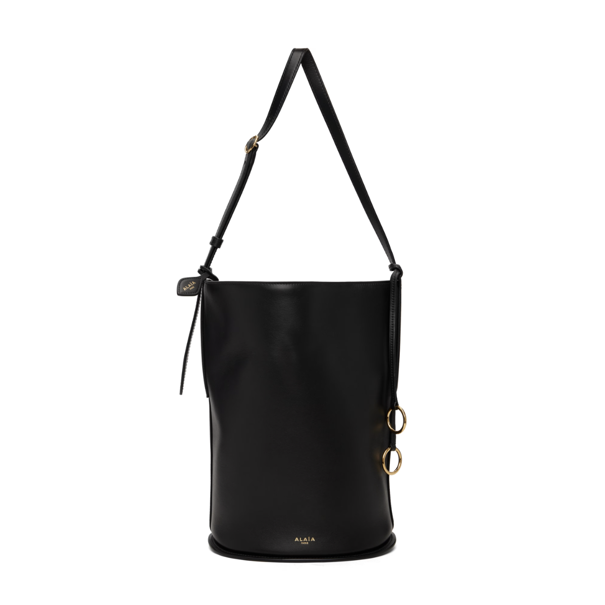 ALAÏA HIP SMALL BUCKET BI-MATERIAL BAG IN LEATHER