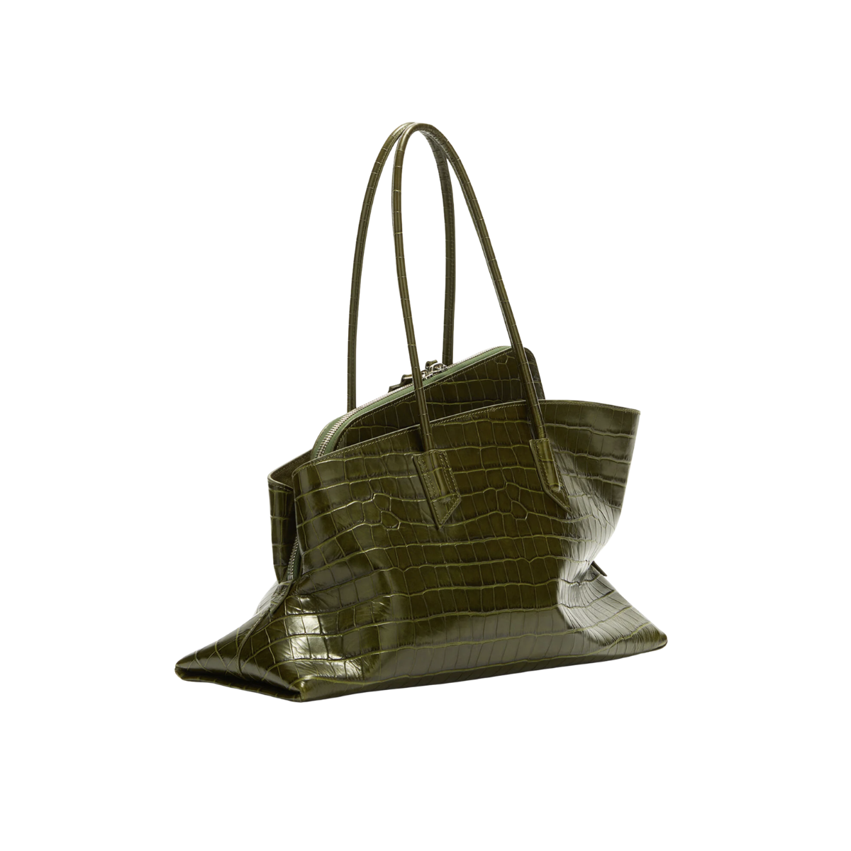 The Attico La Passeggiata Medium Dark Green Top Handle