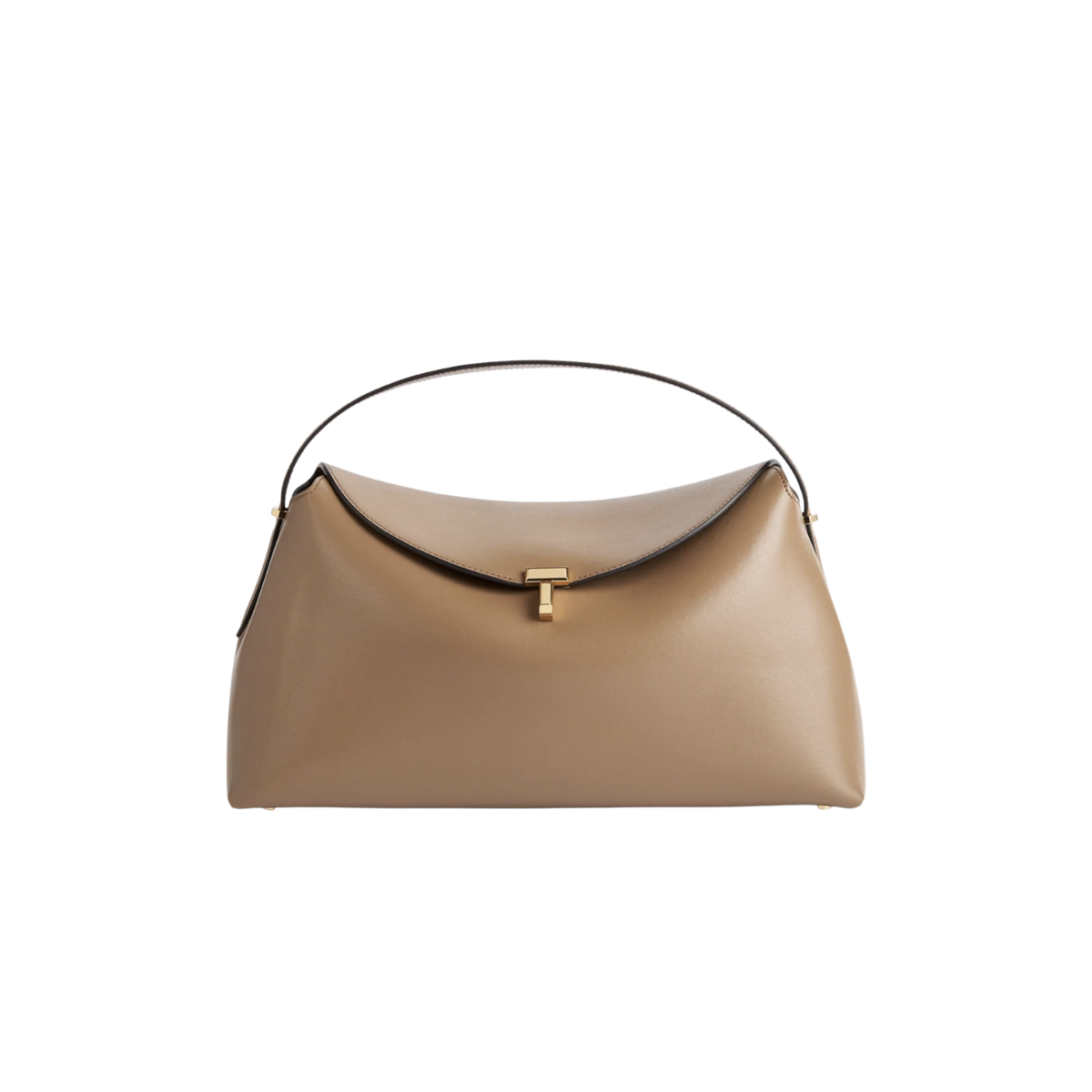 Toteme T-lock Leather Top Handle Camel