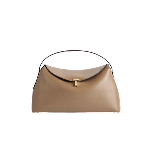 Toteme T-lock Leather Top Handle Camel