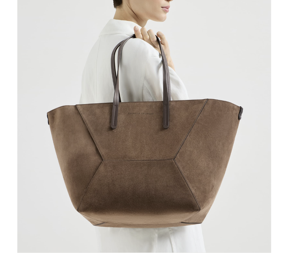 Brunello Cucinelli Duo bag in suede with monili