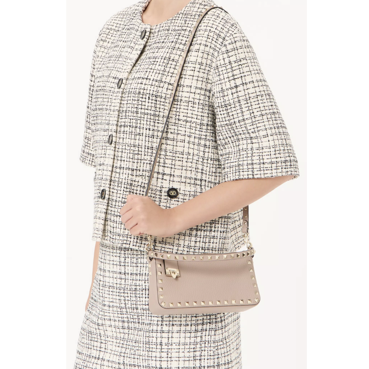 Valentino Garavani Small Rockstud Grainy Calfskin Crossbody Bag