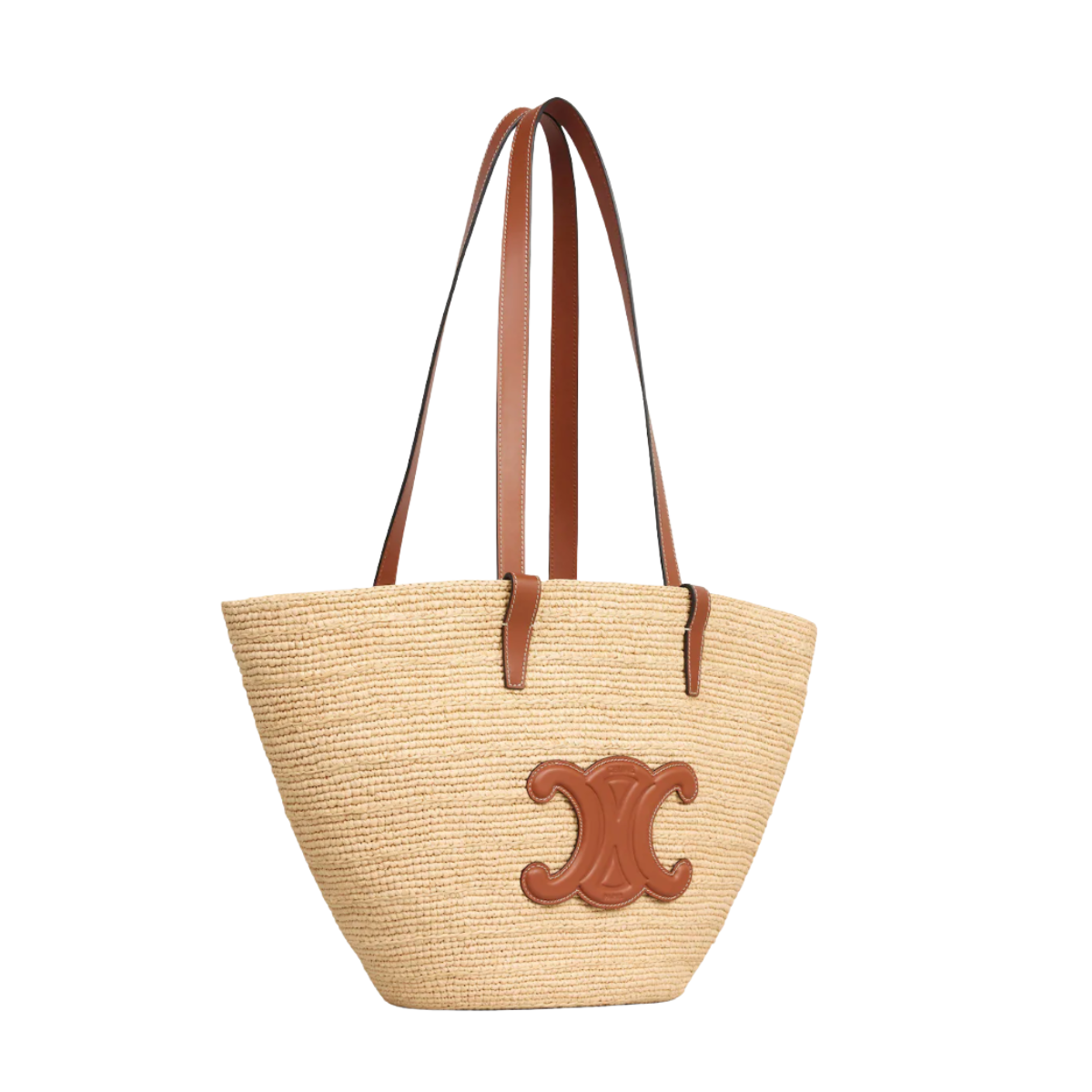 Celine Medium Supple Classic Panier in Raffia and Calfskin