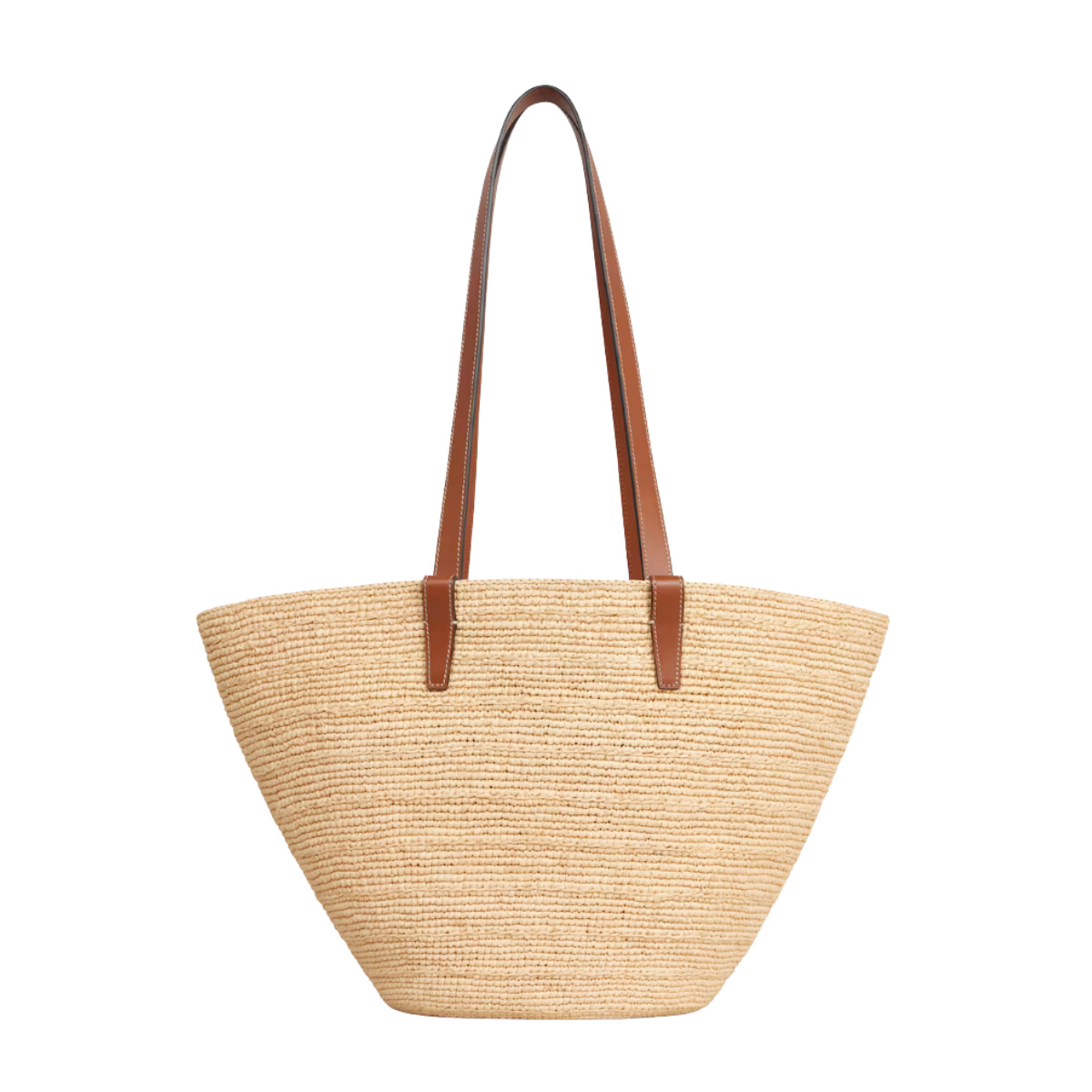 Celine Medium Supple Classic Panier in Raffia and Calfskin