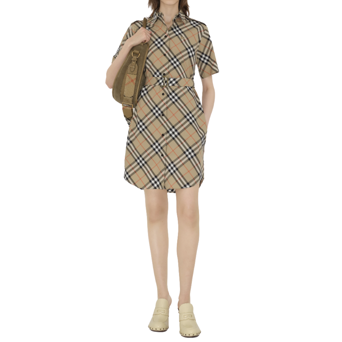Burberry Check Beige Cotton Shirt Dress