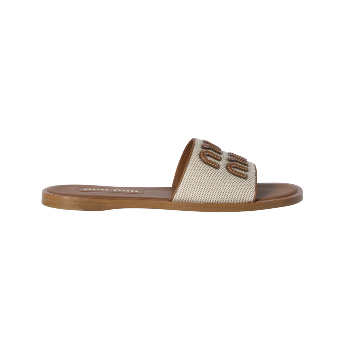 Miu Miu Canvas and Leather Slides