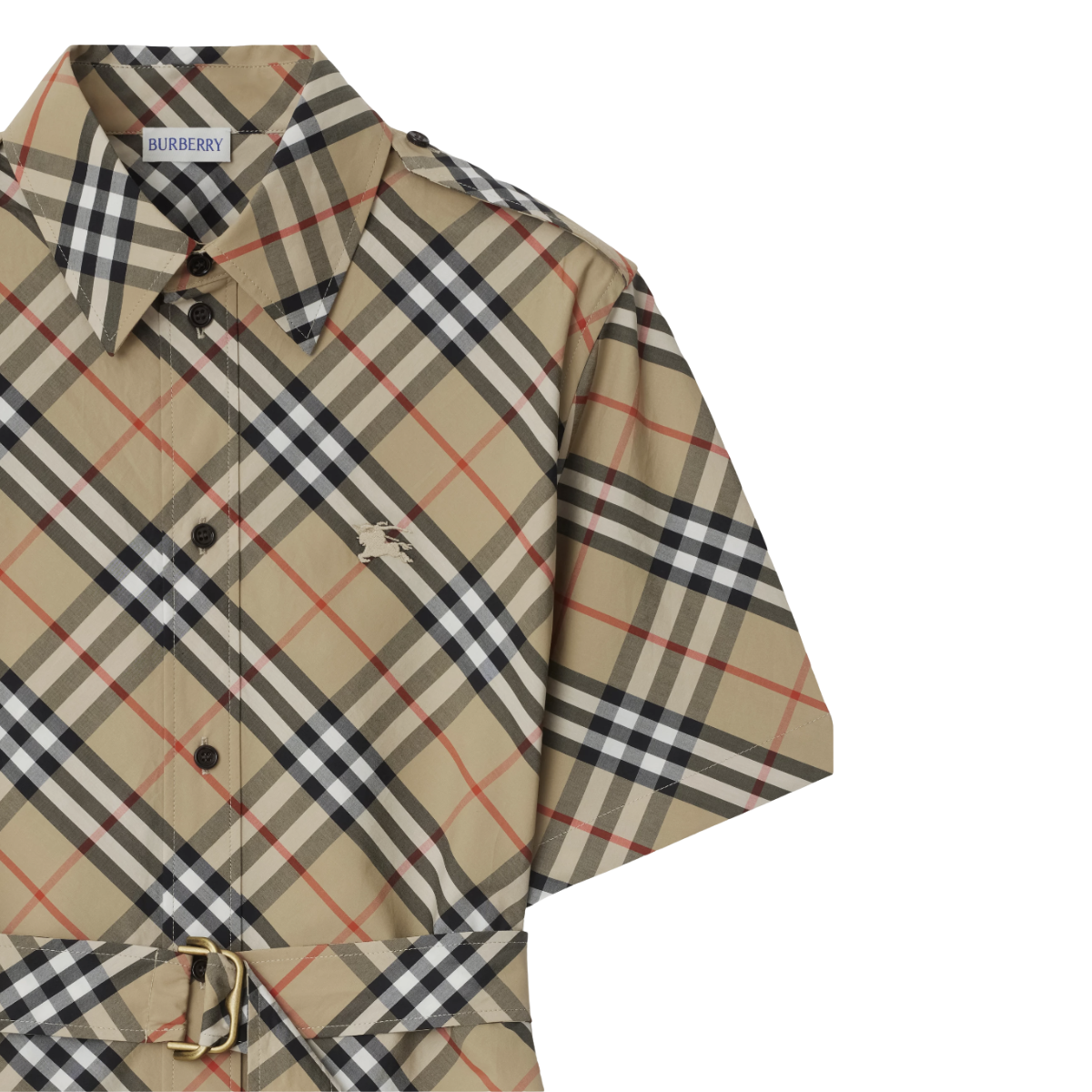 Burberry Check Beige Cotton Shirt Dress