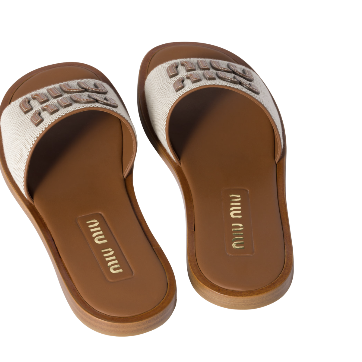 Miu Miu Canvas and Leather Slides