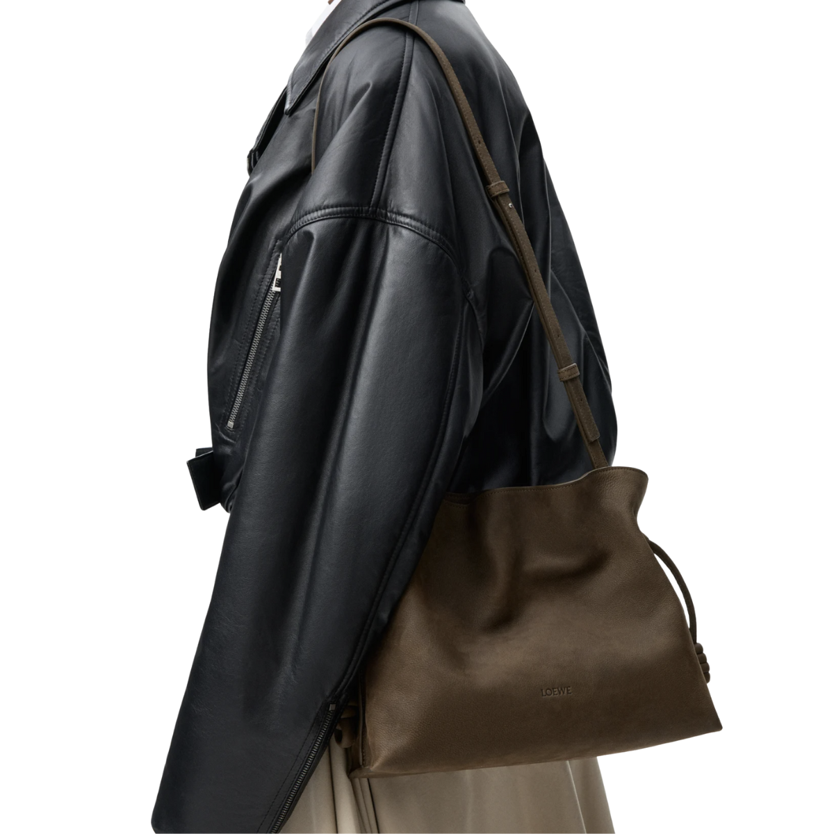 Loewe Medium Flamenco Clutch in Grained Nubuck