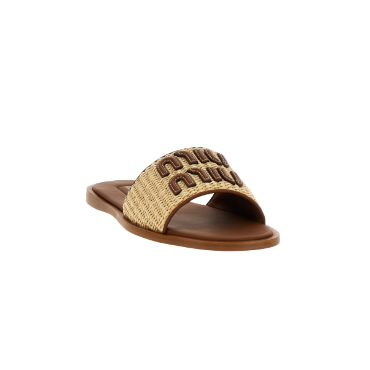 Miu Miu Raffia and Leather Slipers