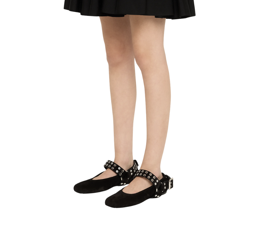 ALAIA Biker Suede Ballerina Flats