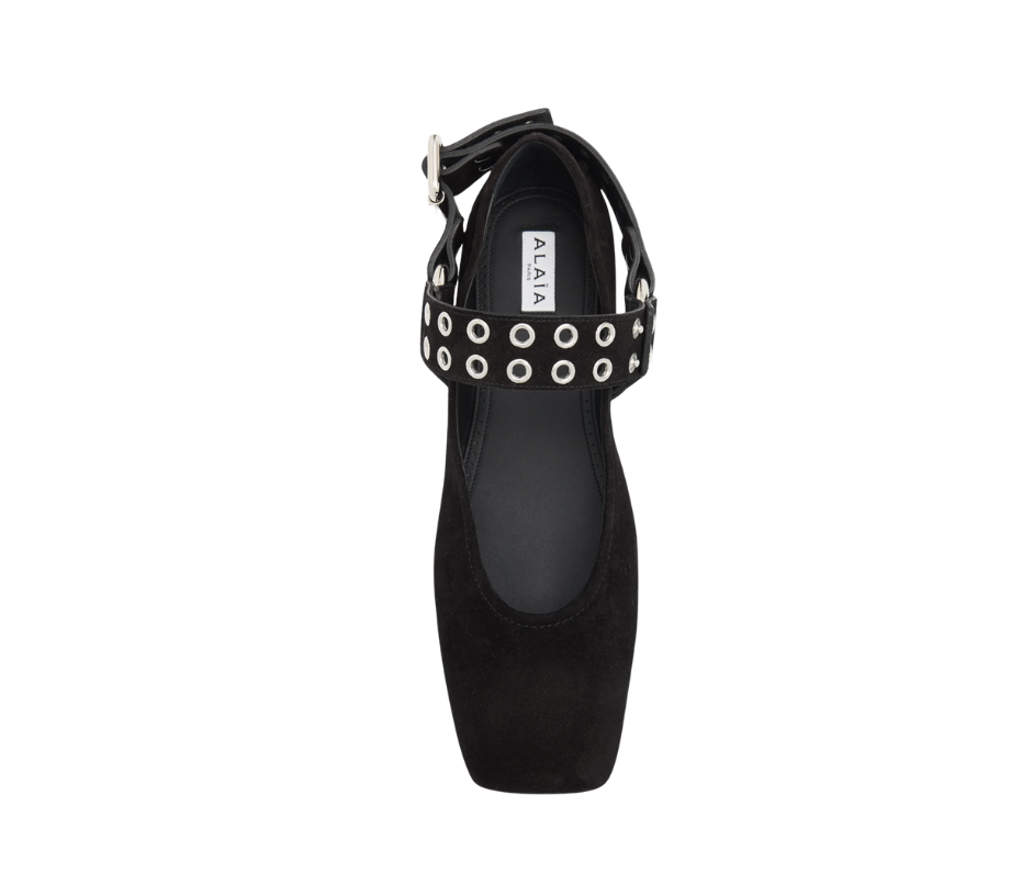 ALAIA Biker Suede Ballerina Flats