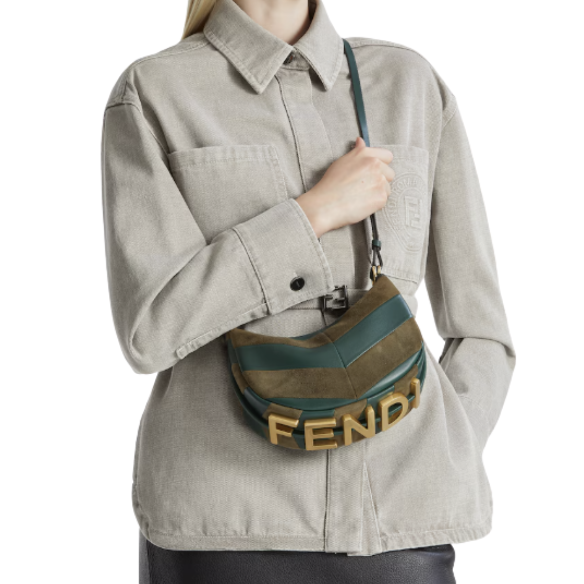 Fendi Fendigraphy Mini Mini-bag in Leather and Suede with Two-tone Inlay