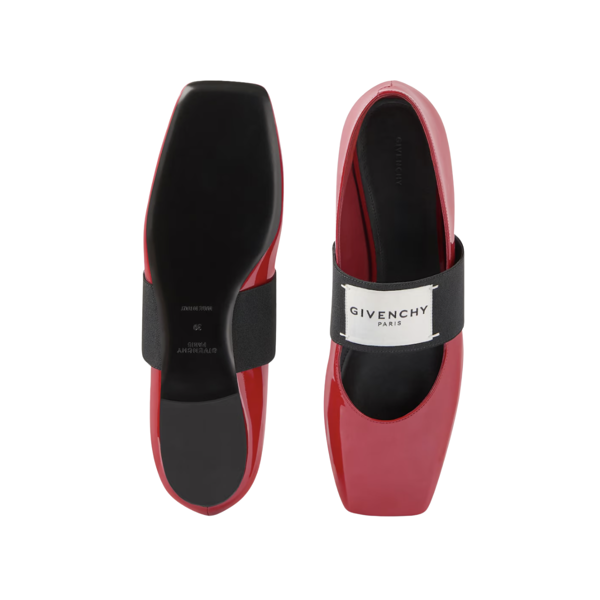 Givenchy Sliced Square Ballerinas in Patent Leather