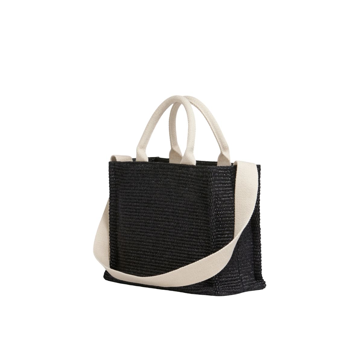 Marni Black Raffia-Effect Small Tote Bag