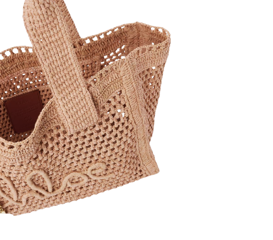 Chloé Summer Banana east-west tote bag in raffia