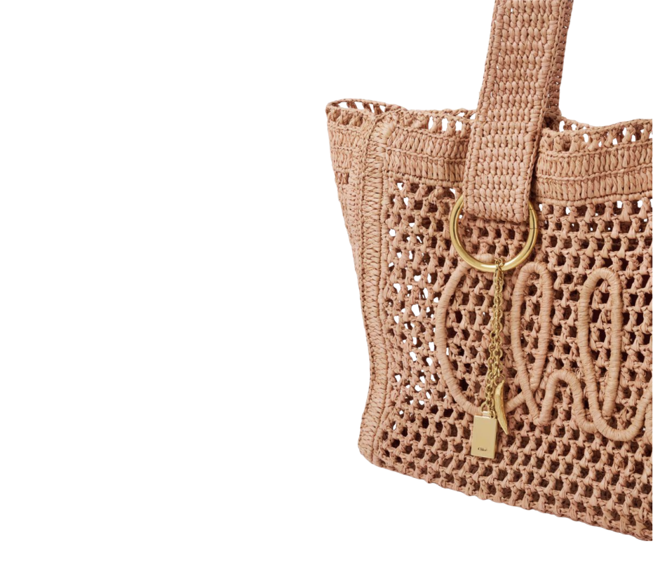 Chloé Summer Banana east-west tote bag in raffia