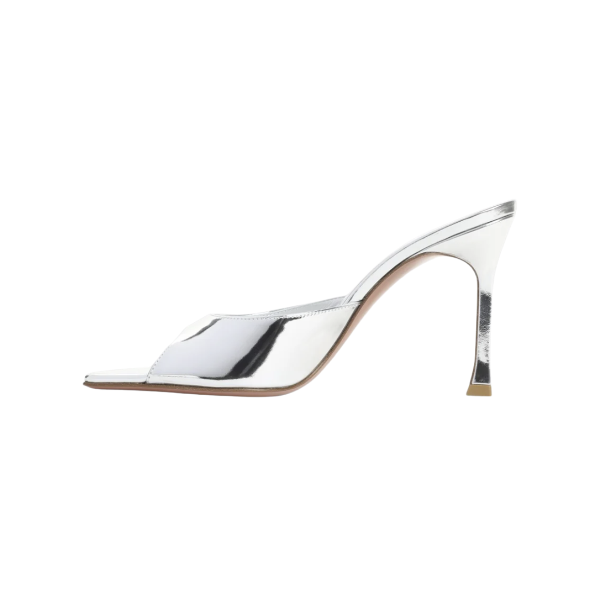 Amina Muaddi Silver Leather Alexa 95 Slippers
