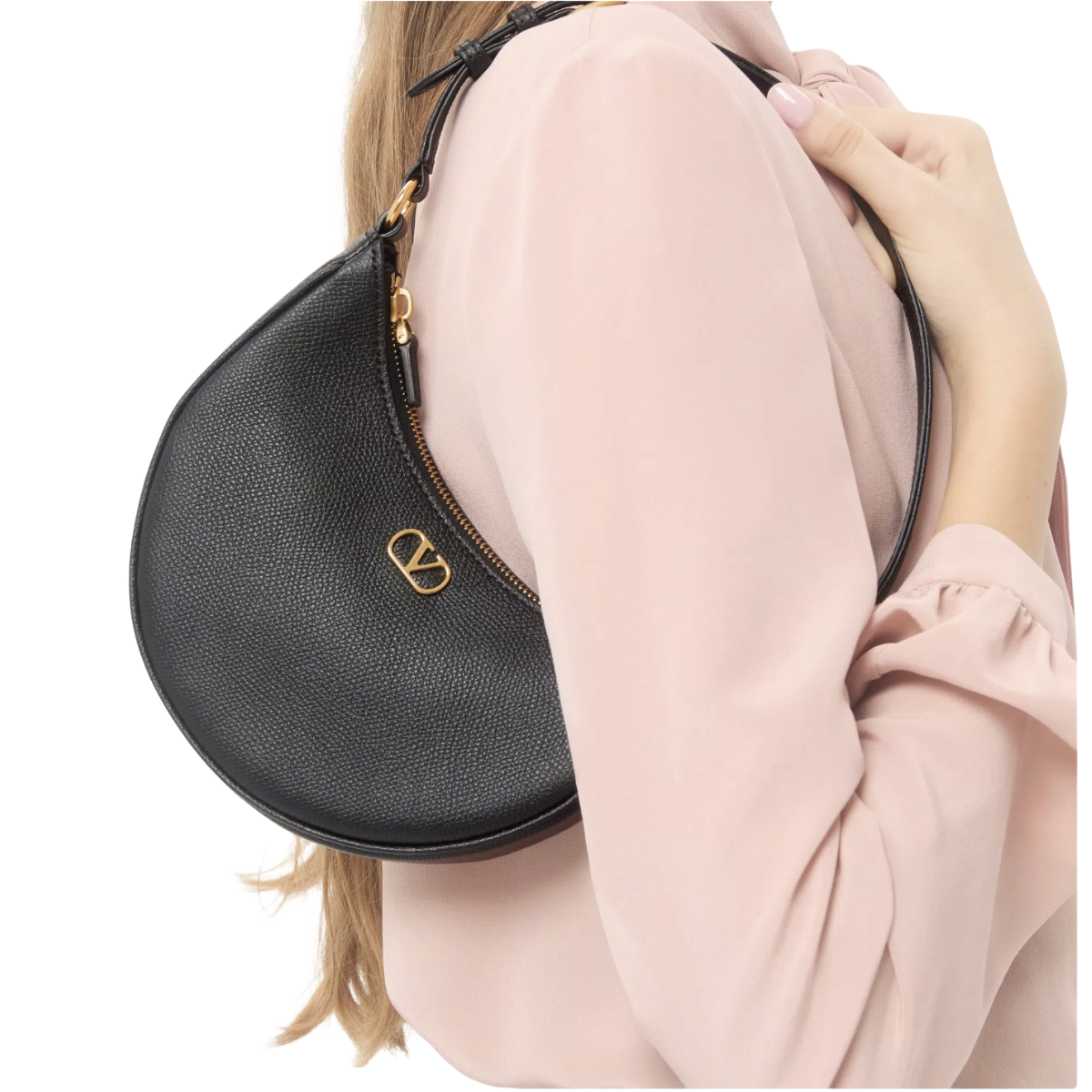 Valentino Garavani Vlogo Signature Mini Hobo Bag In Grainy Calfskin