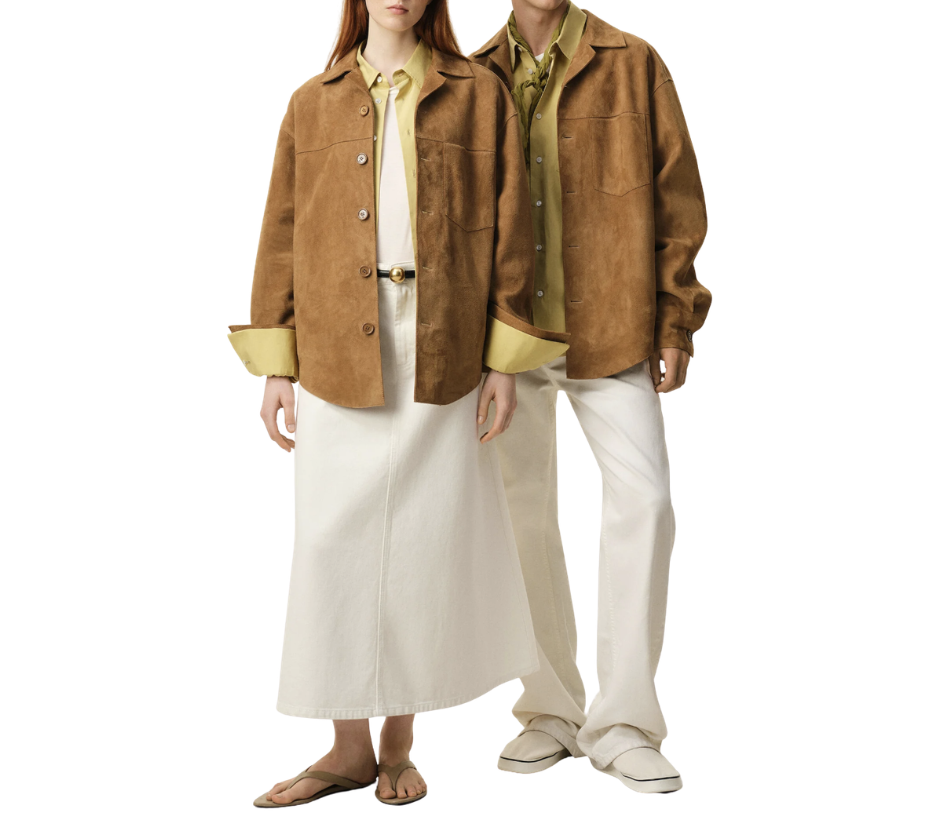 Ami Paris Brown Goat Leather Buttoned Overshirt