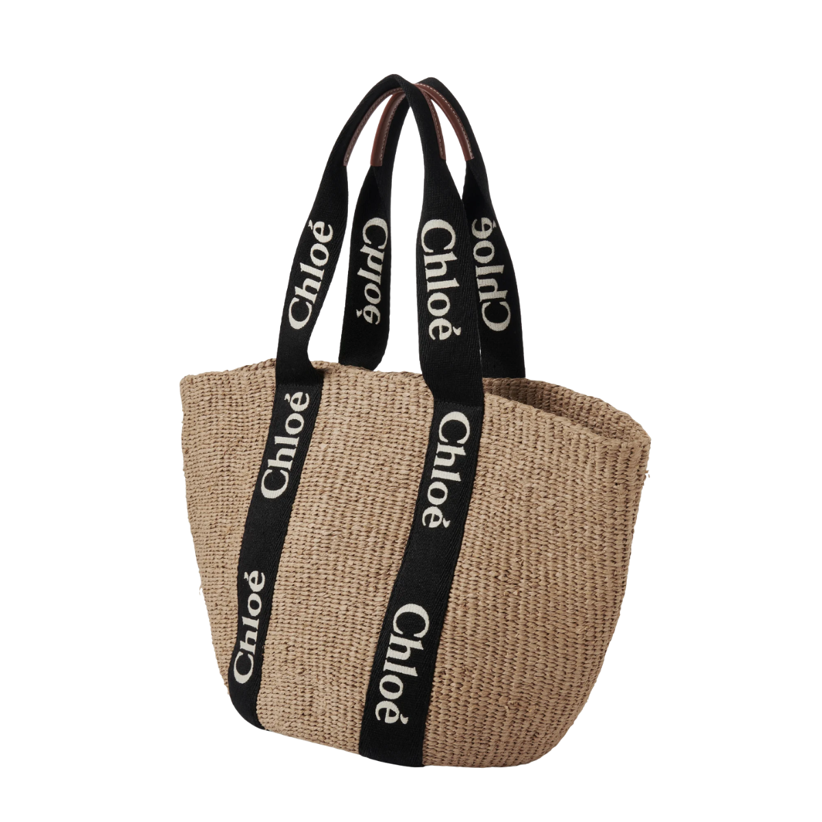 Chloé Large Woody tote bag in natural fibers
