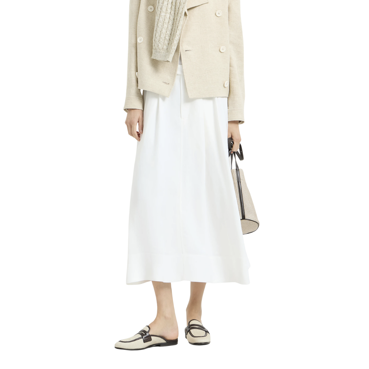 Brunello Cucinelli Techno Raffia and Leather Mules