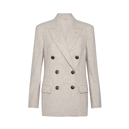 Brunello Cucinelli Virgin Wool and Cashmere Twill Flannel Blazer