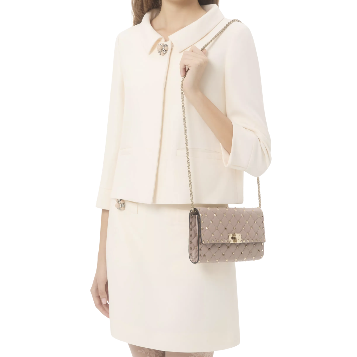Valentino Garavani Rockstud Spike Nappa Leather Crossbody Clutch Bag