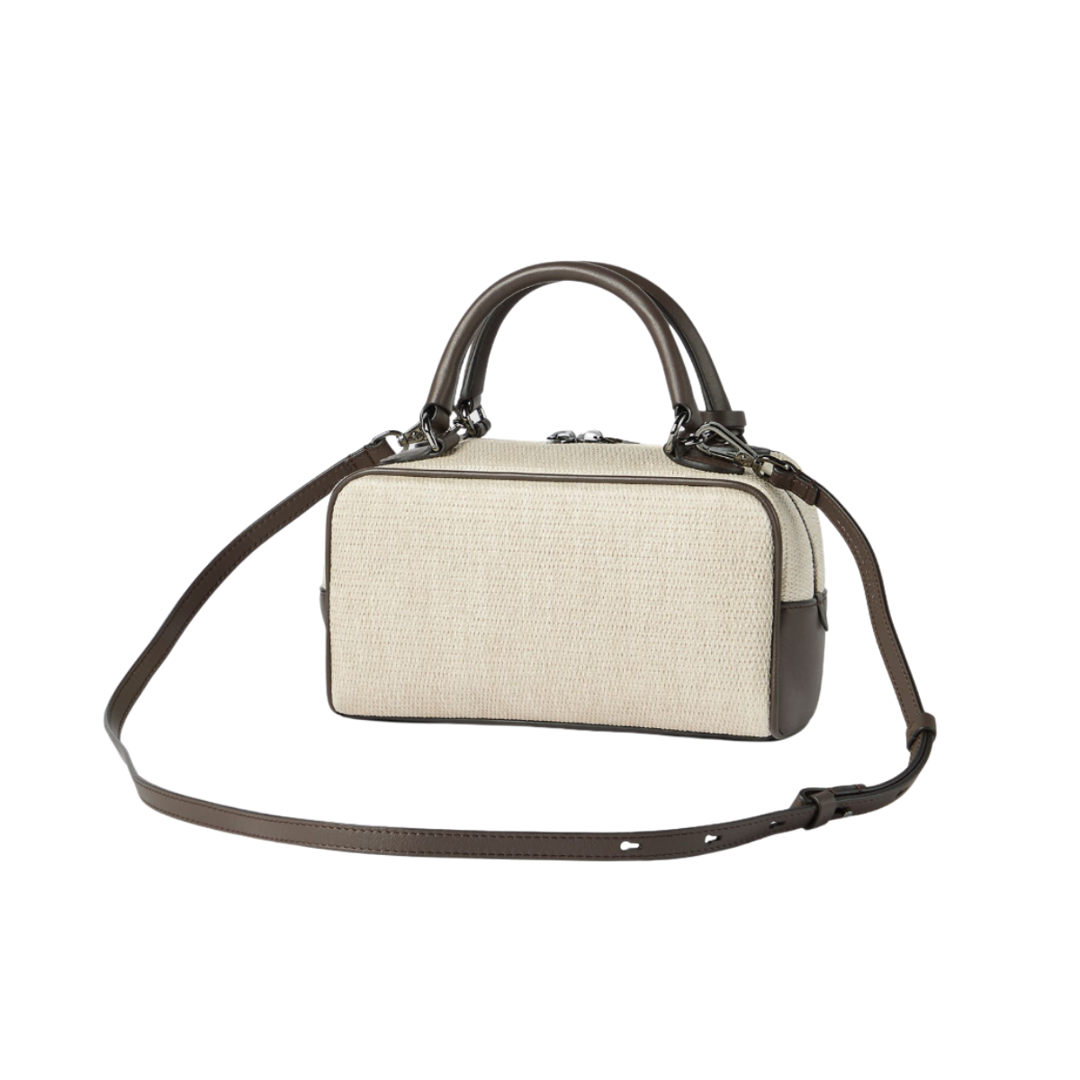 Brunello Cucinelli Explorer Small Boston Bag in Techno Raffia and Leather