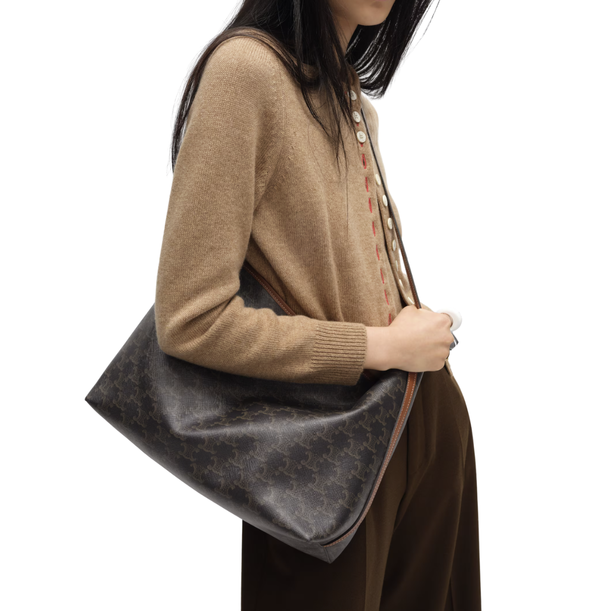 Celine Soft Shopper Bag in Triomphe Canvas and Calfskin