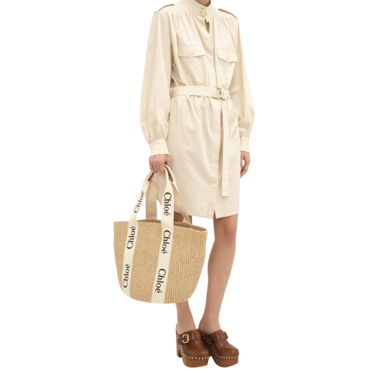 Chloé Large Woody Basket in Natural Fibers