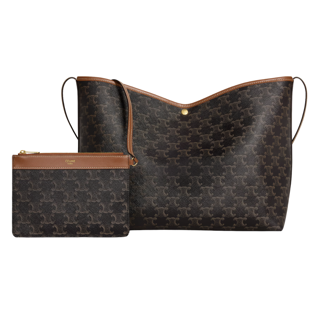 Celine Soft Shopper Bag in Triomphe Canvas and Calfskin